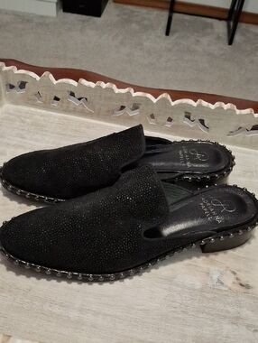 Adrianna Papell Adrianna Herringbone Black Studded Mule Slip-On Loafers